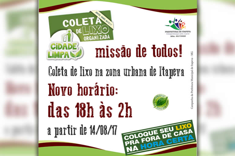 Informativo Prefeitura Municipal - Coleta de Lixo